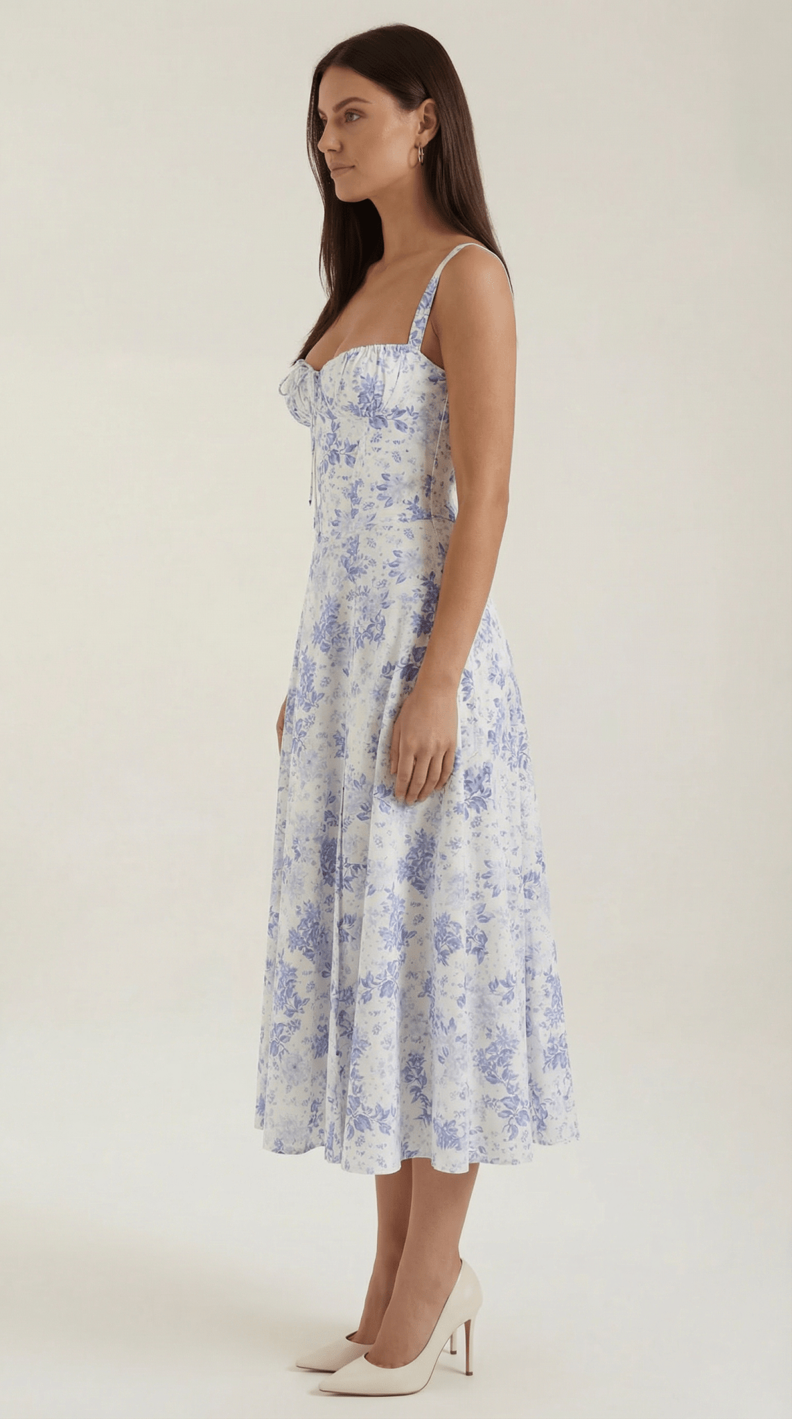 Vestido midi para mujer - Escote corazón con cordones ajuste estructurado