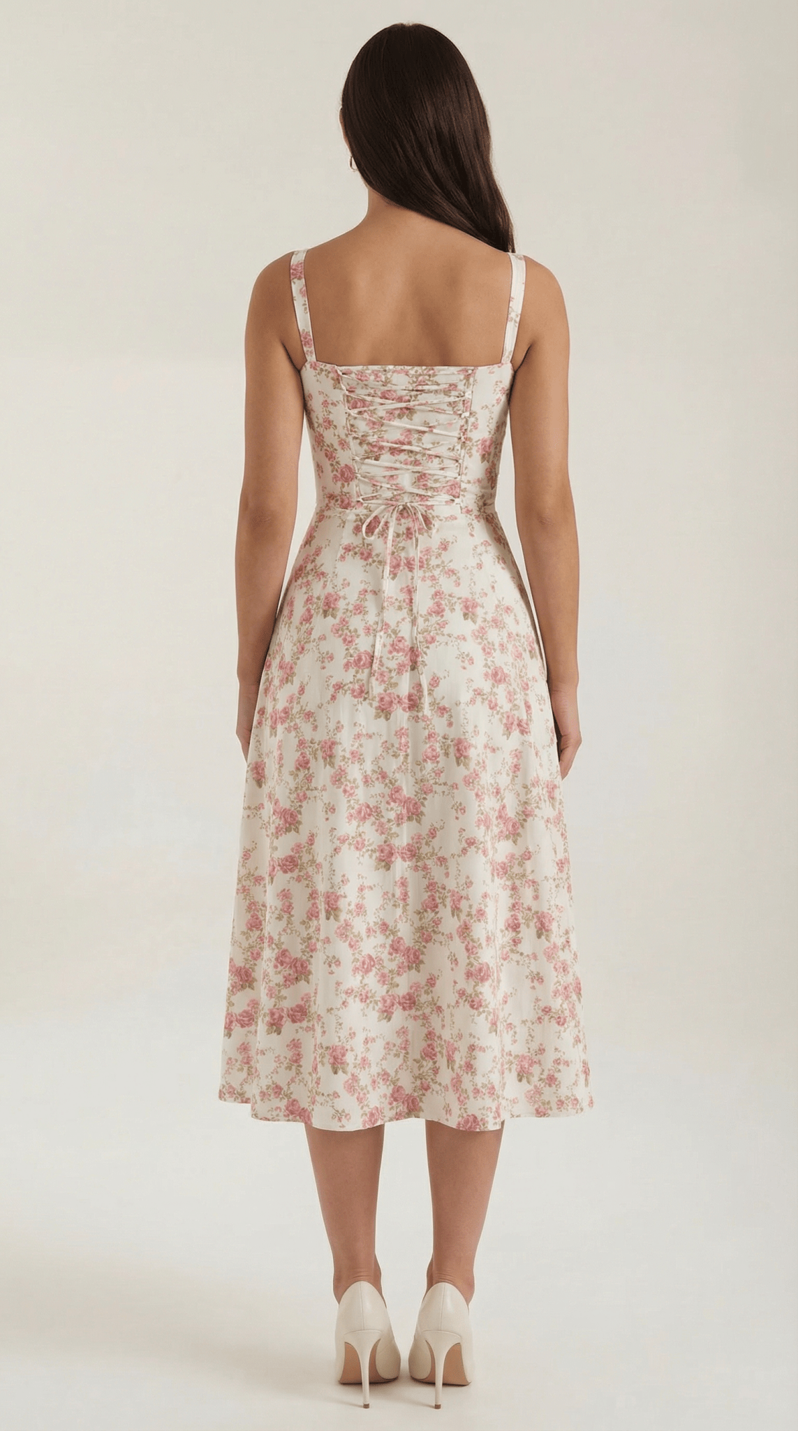 Vestido midi para mujer - Escote corazón con cordones ajuste estructurado