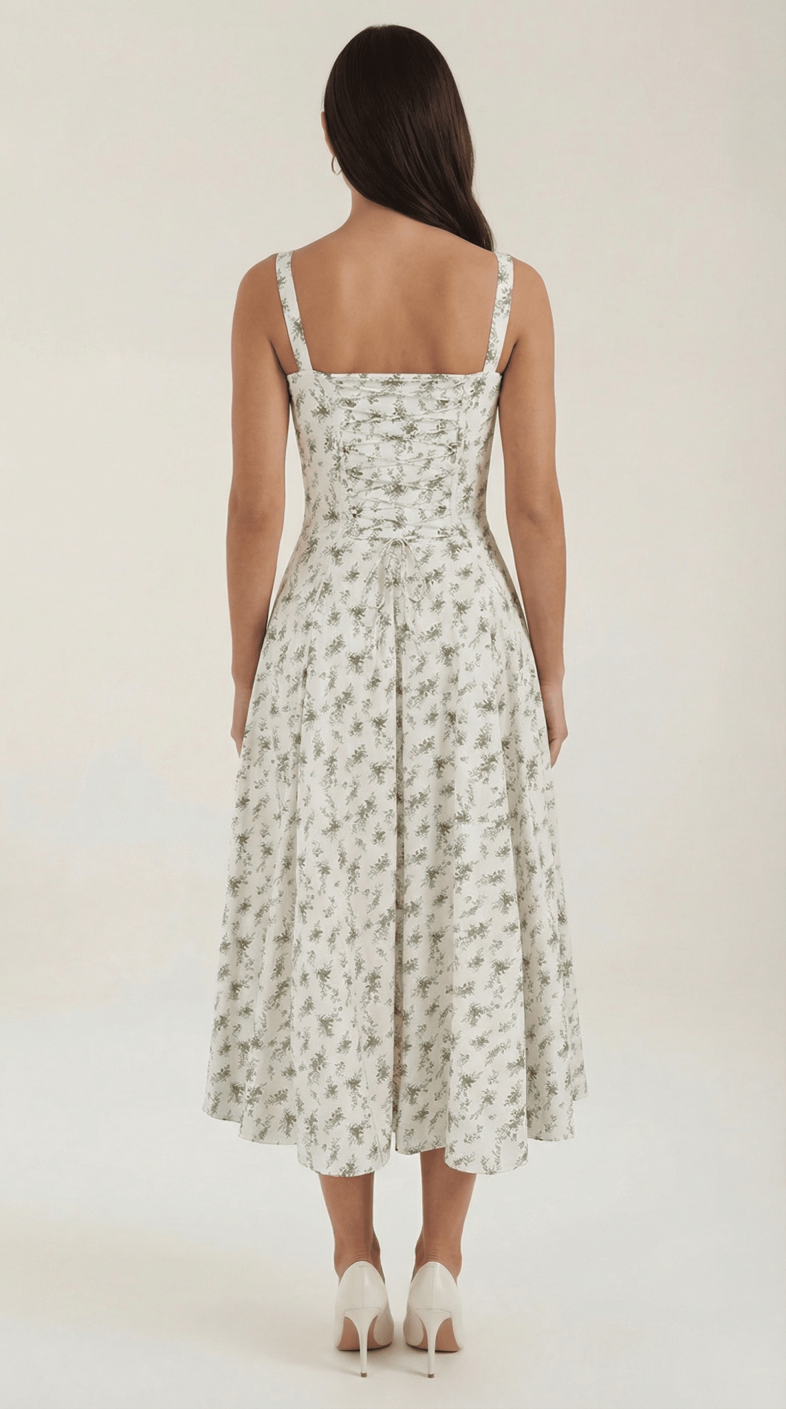 Vestido midi para mujer - Escote corazón con cordones ajuste estructurado