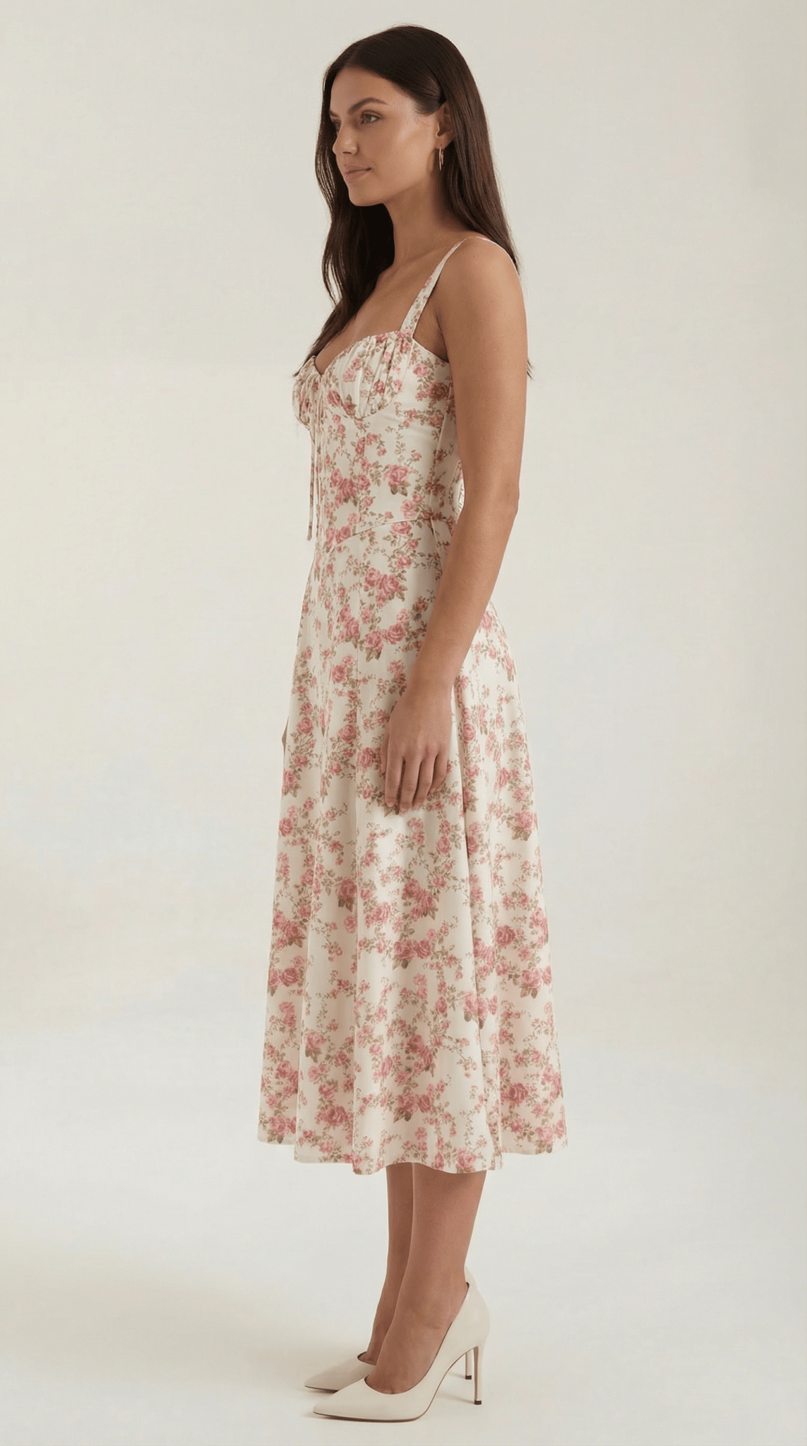 Vestido midi para mujer - Escote corazón con cordones ajuste estructurado