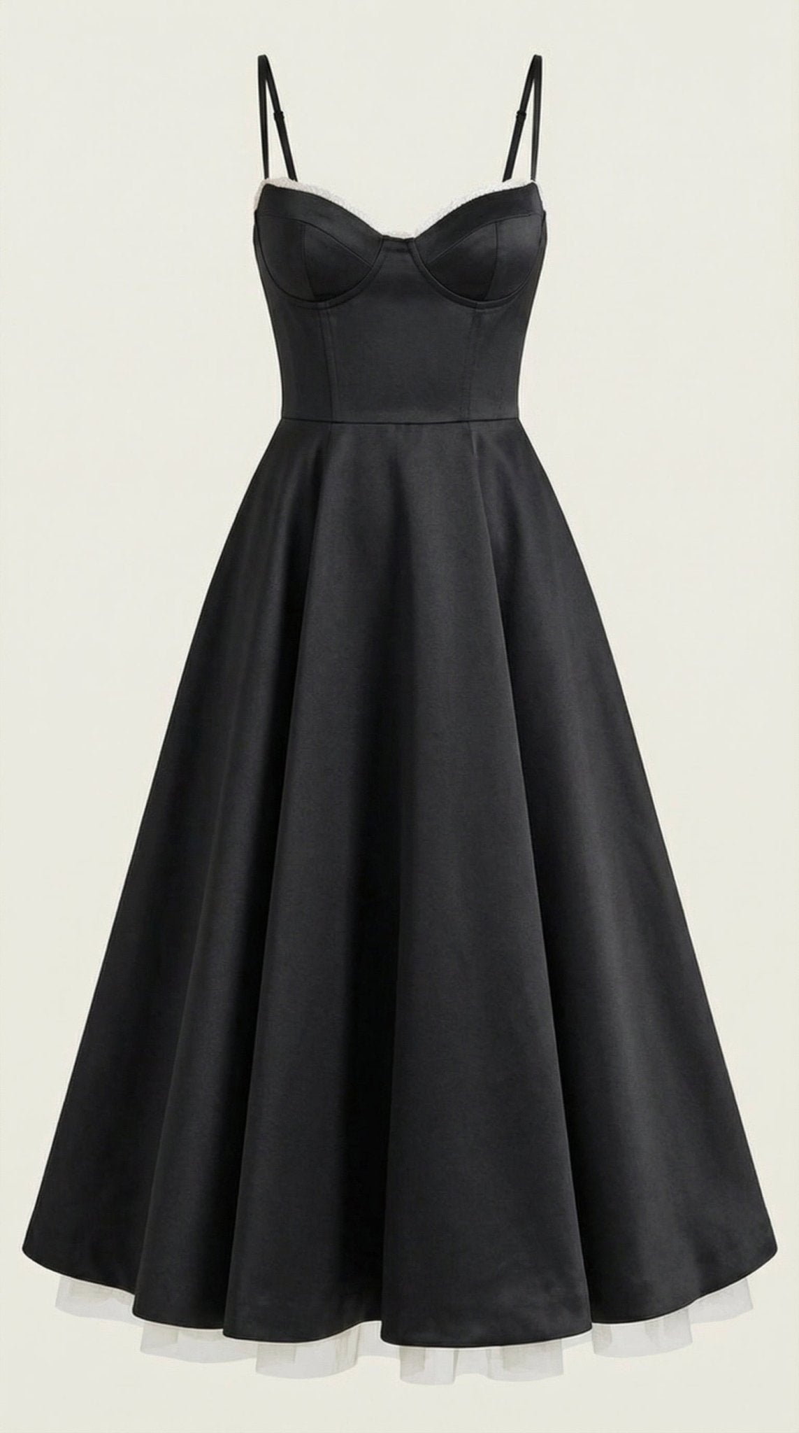 Vestito midi donna — scollo a cuore e spalline sottili