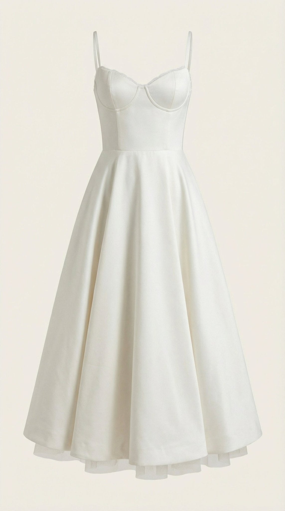 Vestito midi donna — scollo a cuore e spalline sottili