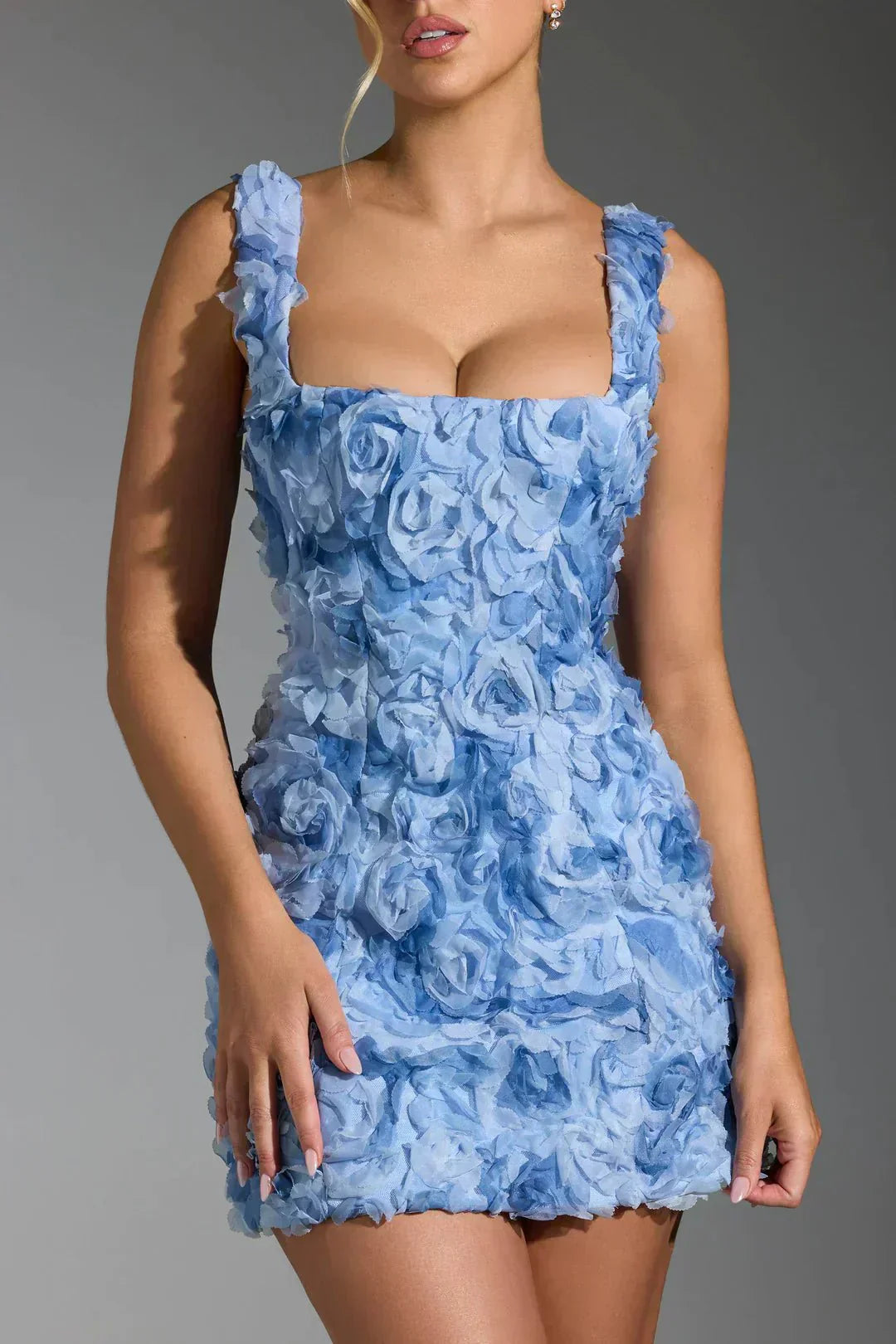 Dames Mini Jurk — Bodycon Pasvorm Vierkante Halslijn Lange Mouwen