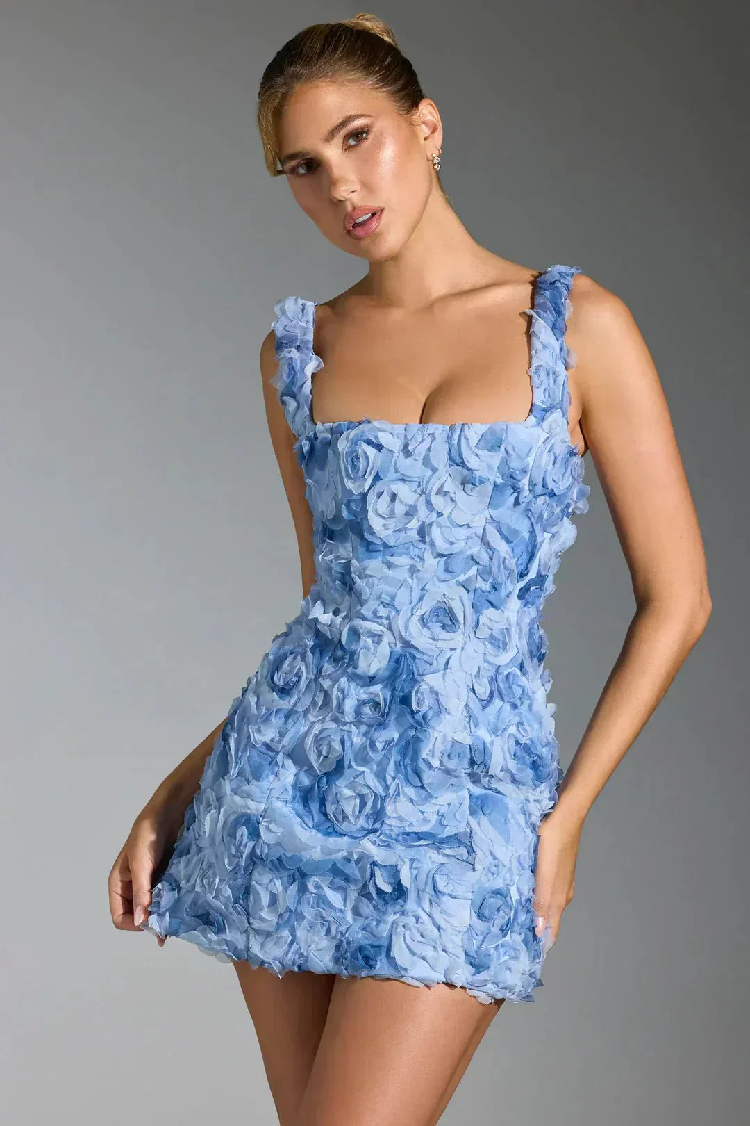 Dames Mini Jurk — Bodycon Pasvorm Vierkante Halslijn Lange Mouwen